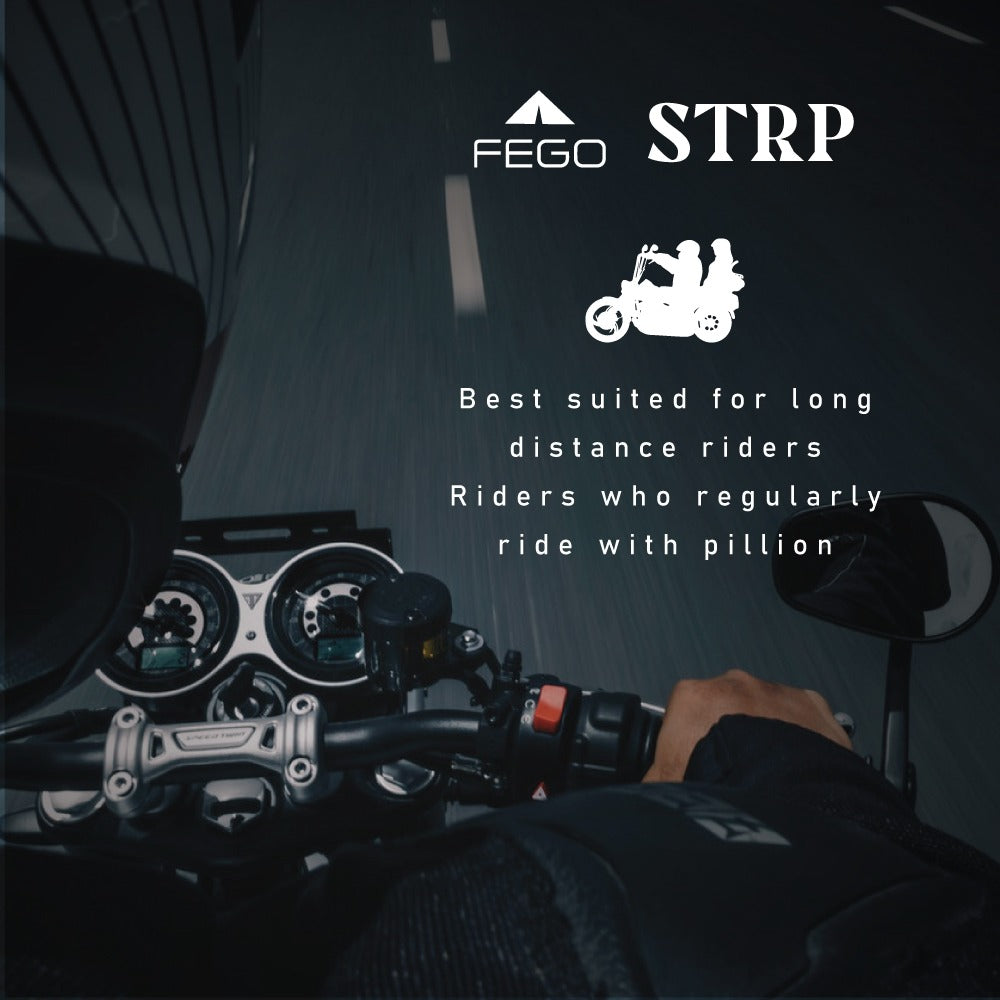 FEGO STRP Helmet Carrier Strap with Hand Gloves Holder | Foldable, Lightweight, Adjustable, Hands-free Design | Heavy Duty Tactical Buckle | Best Biking Accessory for Motorcycle and Bike Riders